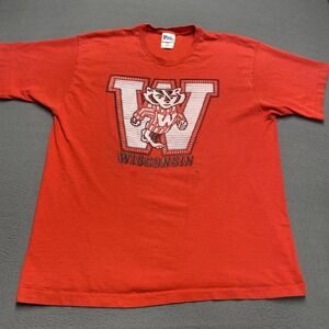 VTG Wisconsin Badgers Shirt Mens XL Red NCAA Football Pro‎ Player Tee 90s